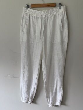New Athleta White Linen Joggers - Size 10